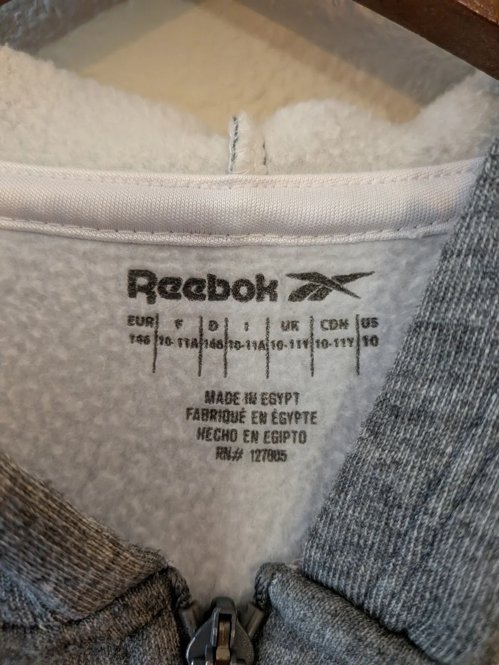 Reebok Grey & Blue Full-Zip Kids Hoodie